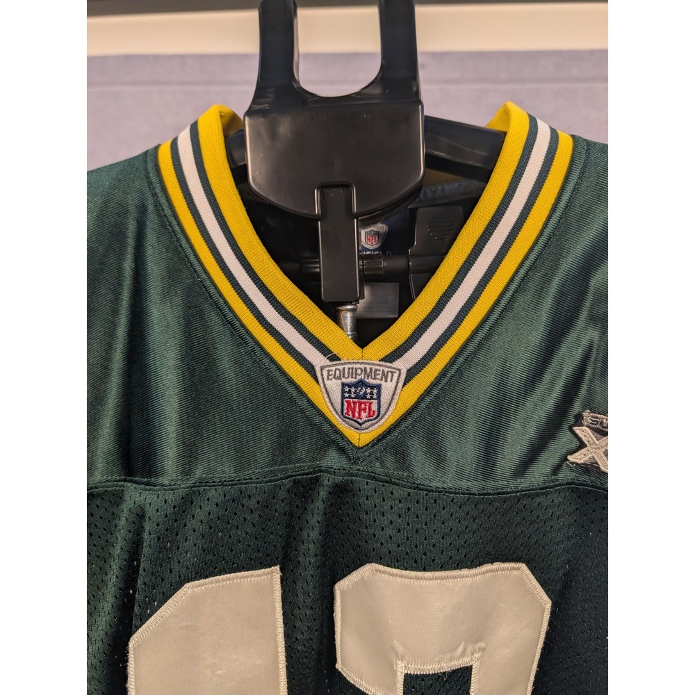 Reebok Aaron Rodgers Stitched Jersey Mens 50 Green Super Bowl XLV Patch Good - Picture 3 of 7